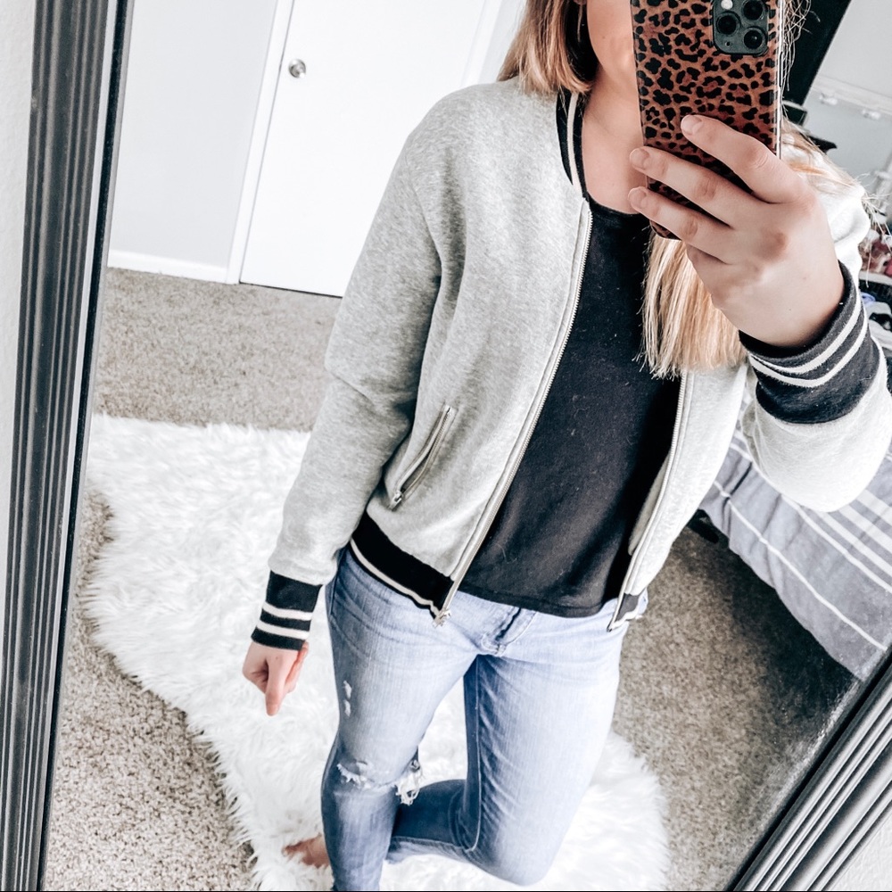 •J crew• light gray bomber jacket